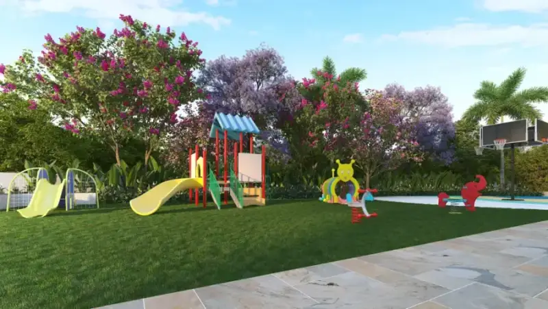 Adventure kids play area at Suraksha Whispering Waves, Begur